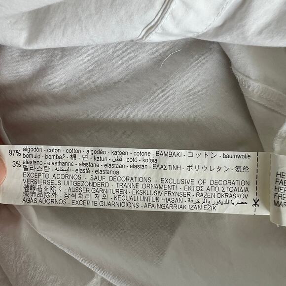 Zara Long Sleeve Lace Trim Button-Up Hi-Low Tunic Shirt Women's Size L White - Picture 7 of 8